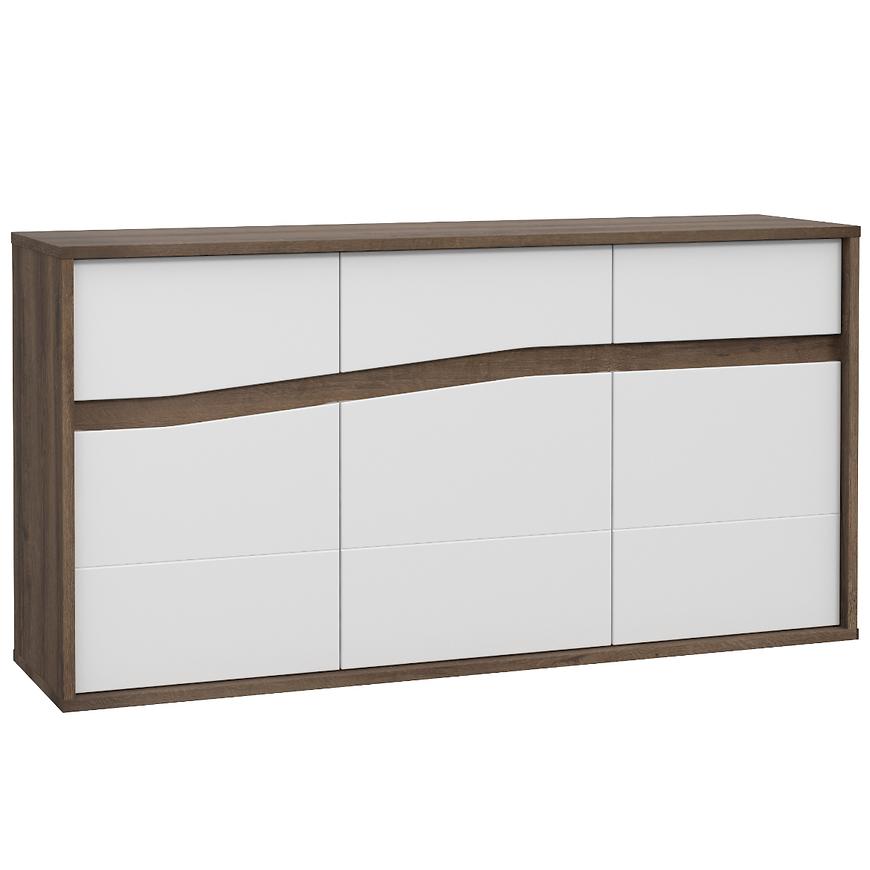 Komoda White Sea 3s/3d 159cm Ušlechtilý Dub/Bílý Lesk Baumax