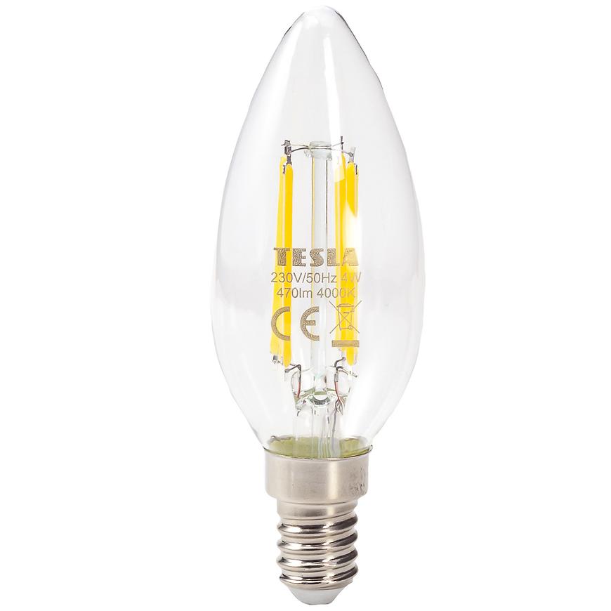 LED žárovka Filament Retro svíčka 4W E14 4000K Tesla