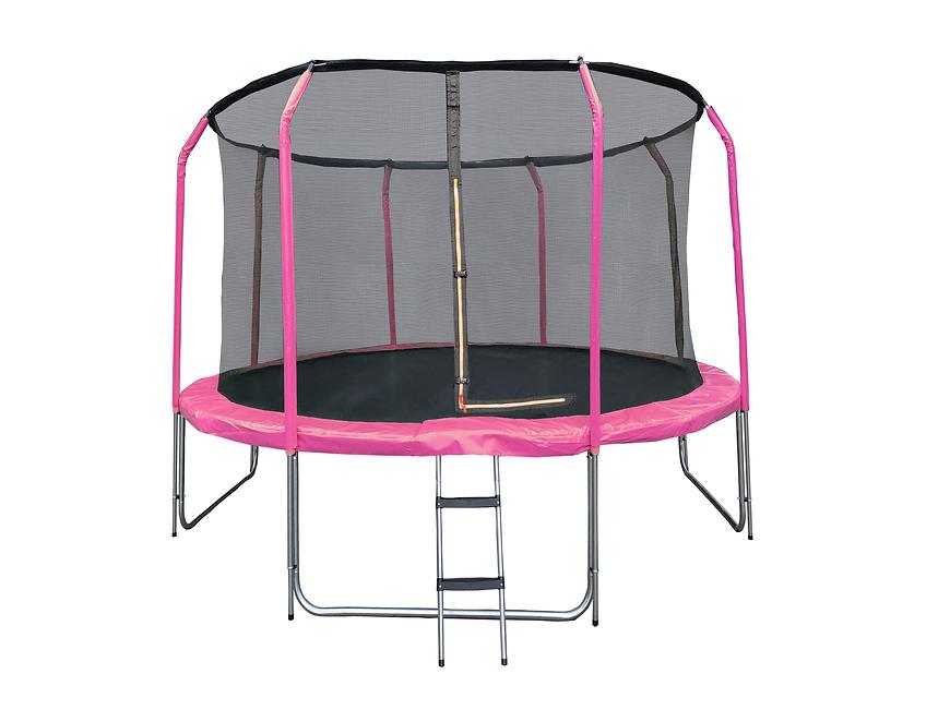 Trampolína COMFORT 366cm růžová s žebříkem Baumax