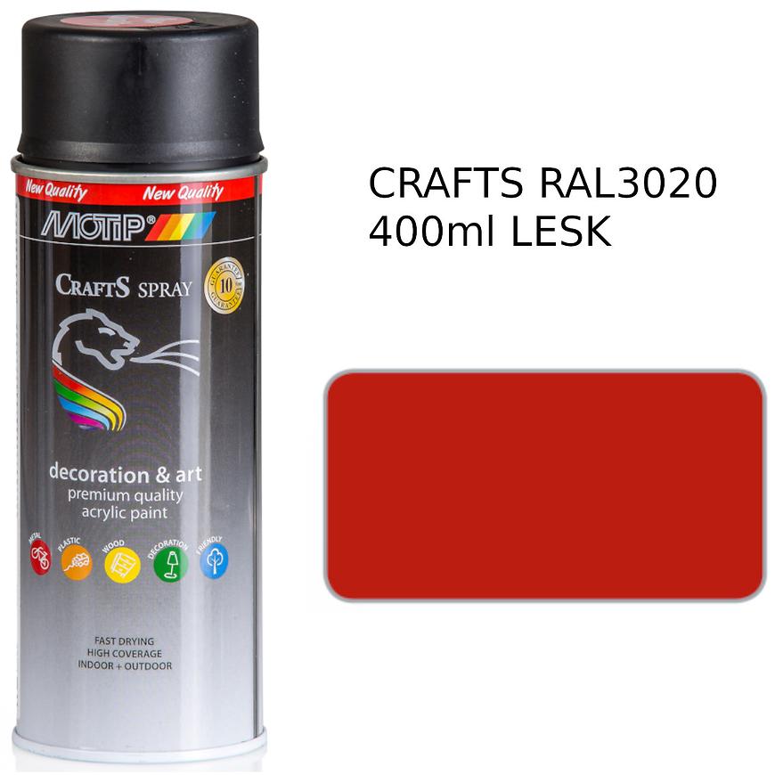 Sprej Crafts červená RAL3020 400ml Motip