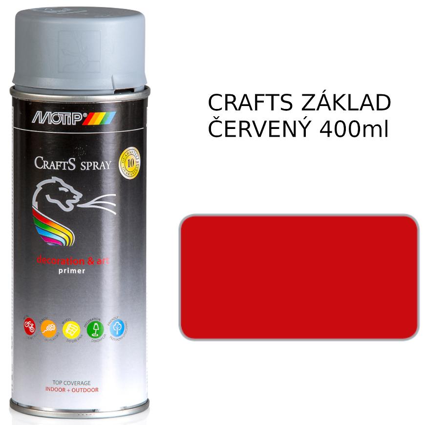 Sprej Crafts základní lak červená 400ml Motip