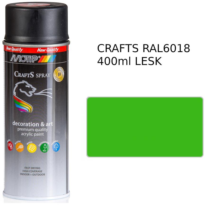 Sprej Crafts zelená RAL6018 400ml Motip