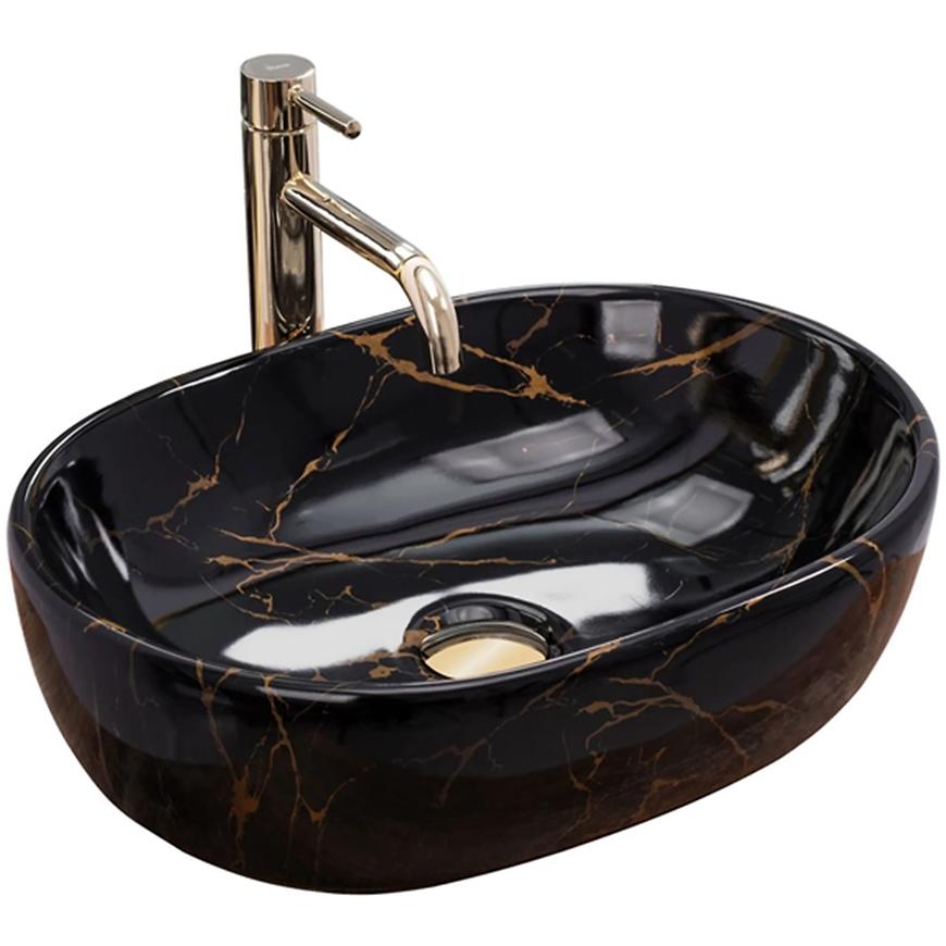 Umyvadlo na desku Amelia Black Marble Shiny REA