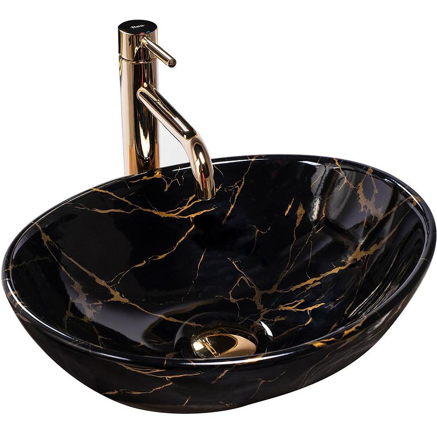 Umyvadlo na desku Sofia Black Marble Shiny REA