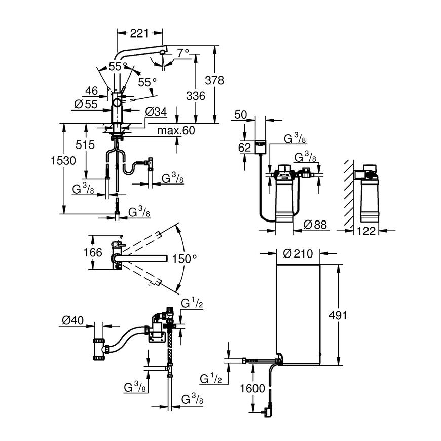 Výpusť s bojlerem stojánková GROHE RED DUO 30325001 Grohe