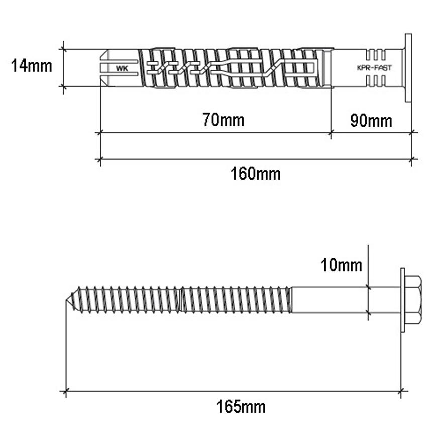 Rozpěrná hmoždinka KPR-FAST-14x160K Baumax