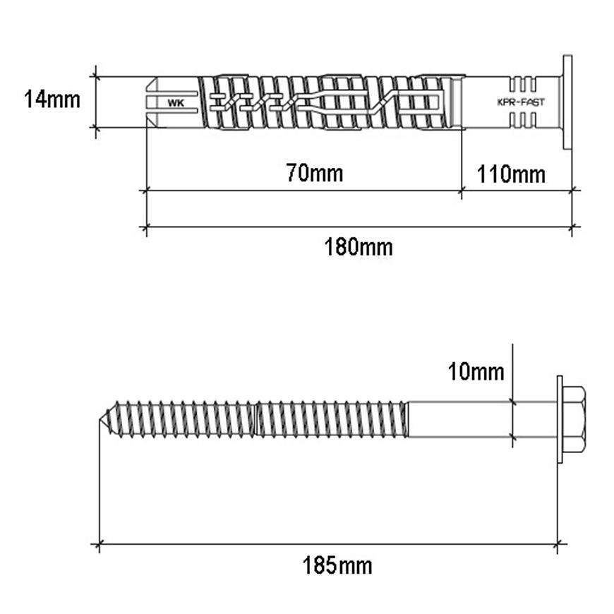 Rozpěrná hmoždinka KPR-FAST-14x180K Baumax