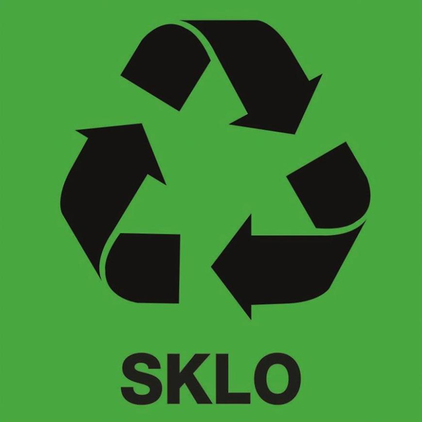 Recyklace - sklo 92x92 mm samolepka Walteco